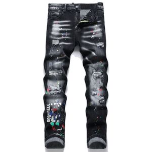 lniane designer dżinsowe spodnie spodnie Hip Hop Men Dżinsy w trudnej sytuacji Rower Rower Slim Fit Dżins motocyklowy dla mężczyzn Yyeq