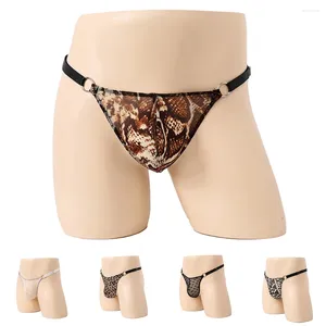 Underbyxor 2023 Mens Leopard Thong Underwear Sexig spets Jockstrap Pouch T-back Border Male Tight T Pants Bikini G-String Sleepwear