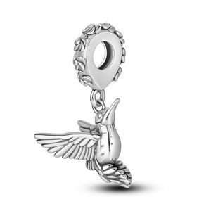 Uroks srebrny kolor klasyczny hummingbird ptak Dangle Charm Fit Bransoletka naszyjnik