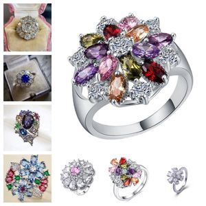 Modeschmuck Juwel Ring Silber Wassertropfen Birnenförmige Blume Schneeflocke Einfacher Stil Ring