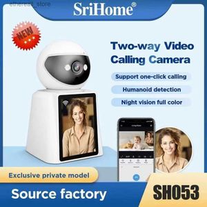 베이비 모니터 SRIHOME SH053 2MP 1080P 2.8INCH IPS 화면 비디오 전화 PTZ IP 돔 카메라 AI 휴머노이드 탐지 홈 보안 베이비 모니터 Q231104