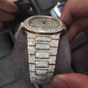 MQ62 Högkvalitativ mode Iced Out Watchmens Wrist Luxury Round Cut Lab Grown Watch Wholale Hip Hop Rapper Watcfor Men HBQU