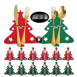 Christmas Cutlery Holder Knife Fork Covers Snowflake Xmas Tree Pocket Cutlery Bag New Year Party Dinner Table Decorations GC2440