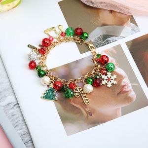 Charme Pulseiras Europeu e Americano Jóias de Natal Pendurado Pérola Sino Cristal Grânulos de Floco de Neve Liga de Presente Pulseira