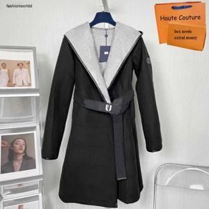 Cappotti in misto lana da donna Design Moda Autunno Inverno Donna Moda lunga Giacche calde Parka Casual Lettera Stampa Cappotto da donna Flessibile - Capispalla con cintura worldd