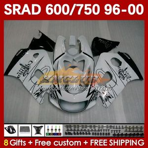 Motorcycle Fairings For SUZUKI SRAD GSXR 750 600 CC 600CC 750CC 96-00 168No.14 white black GSXR750 GSXR-600 96 97 98 99 00 GSX-R750 GSXR600 1996 1997 1998 1999 2000 Body