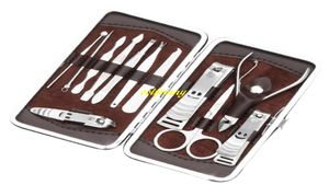 12 i 1 kit rostfritt stål nagelkonst manikyr set nagelvårdsverktyg finger tå nagel cutter clipper fil sa sachissor pincezers9881829