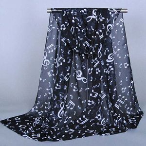 Sarongs Neue weibliche Chiffon Musiknote Seidenschal Dünne Klimaanlage Sonnencreme Multifunktionsschal Reise Beh Handtuch Frauen Hijab P230403