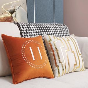 Luxury Sofa Pillow Cases Living Room Homestay Hotel Bedside Cushion Orange Horse Embroidery Backrest Throw Pillowcase without Core