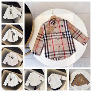 Spring and autumn new children's designer long-sleeved shirt classic ribbon letters casual fashion for boys and girls foreign trade Size 100-150cm F008