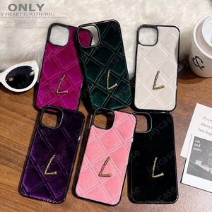Designer Phone Cases For IPhone 15 Pro Max Plus 14 13 12 11 Luxury Soft Furry Velvet Phonecase Luxury Brand Gold Thread Letters Cases Shockproof Cover Shell