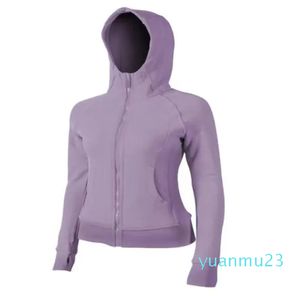 Giacca da donna con cappuccio in pile con cerniera Giacca da yoga Abbigliamento spesso autunno inverno Abbigliamento sportivo in cashmere Top casual con cappuccio