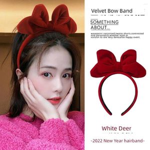 Party Favor Christmas Red Velvet Bow huvudbonad pannband kvinnlig hårnål