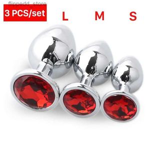 Andra massageföremål 3 datorer/Set Metal Anal Plug Butt Plug Sex Toys Butt Toys For Women/Men/Couples Adults Game Masturbator Anal S/M/L Diamond Sex Shop Q231104