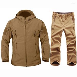 Giacche da esterno Tattico Sharkskin Softshell TAD Giacca Pantaloni Uomo Abbigliamento mimetico da caccia Uniforme militare Escursionismo Tute impermeabili con cappuccio