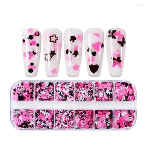 Decorações de arte de unhas 1 caixa de lantejoulas brilhando gloss DIY misturando cores 12 grades manicure coração estrela redonda borboleta glitter loja