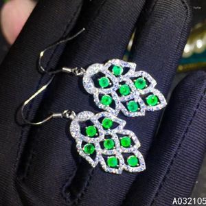 Dangle Earrings KJJEAXCMY Fine Jewelry 925 Sterling Silver Inlaid Natural Emerald Women Luxury Classic Leaf Plant Gem Eardrop Support D