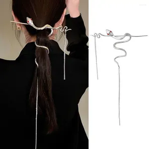 ヘアアクセサリー韓国のエレガントな曲がりくねったヘビ型タッセルフラッシュダイヤモンドクリップヘアピンヘッドドレス