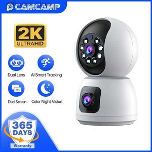 Monitores para bebês 4MP 2K Lente Dupla Wifi Câmera de Segurança Interior Humano Detectar Alarme P2P Smart Home Wireless Baby Monitor IP PTZ Câmera de Vigilância Q231104