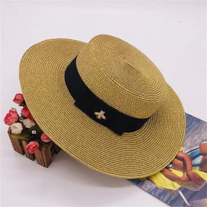Little bee designer chapéus bonés feminino aba larga chapéus de luxo verão praia chapéu ajustável boné nova moda grama chapéu superior alta qualidade 311v
