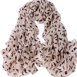 Sarongs Women's Chiffon Sweet Cat Kitten Scarf Shawl Long Scarf Girls Xmas Gift Fashion Print Scarf Chiffon Comfortable Scarf Women P230403