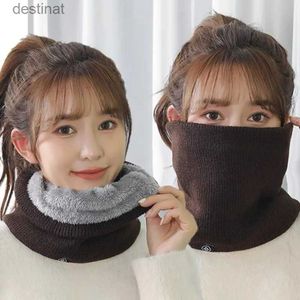 Scarves Solid Winter Plush Muffler Woolen Knitting for Women Fleece Ring Bandana Scarf Neck Warmer Buff Thick Cashmere Headband Ski MaskL231105