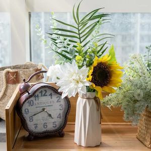 Dekorativa blommor konstgjorda solros bukett silke blomma bröllop fest dekoration falsk för hem trädgård vardagsrum bord dekor po prop