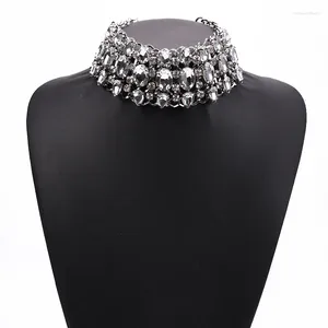 Gargantilha de luxo designer jóias acessórios atacado grosso branco gelado corrente cristal strass colar para mulher