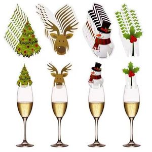10pcs/set Noel fincan kartı ev için Noel dekorasyonları 2023 Santa Hat Wine Cam Dekor Süsleri Navidad Noel Yıl 2024 GC2438
