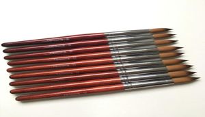 Kit Nail Art 1 pz 10121416182022 Rotondo Sharp 100 Kolinsky Sable Disegno Pennello per pittura Rosso Gel di legno Acrilico Strumenti per salone8803139