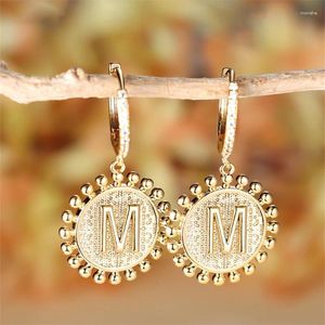 Hoop Earrings 26 Alphabet A-Z Letter Round For Women Capital Initial Pendant Earring Hiphop Vintage Gold Color Ear Buckle Party