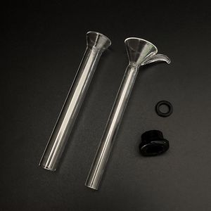 Slides masculinos de vidro e estilo funil de haste feminina com borracha preta simples downstem para tubos de vidro de vidro de água ZZ