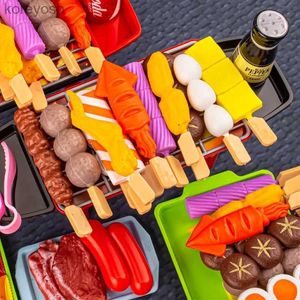 Kitchens Play Food Simulation Kitchen Barbecue Meat Skewers Set for Kids Pretend Play BBQ Grill Toys Play House Cooking Games Toy GiftsL231104