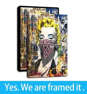 Banksy Graffiti Street Art Colorful Marilyn by Brainwash Portrait Canvas Prints Oil Painting Poster Wall Painting Home Decor3080062