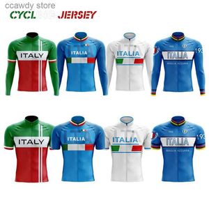 Herr t-shirts Italy Team Cycling Jerseys Man Long Seve Cycling Shirts Bicyc Cycling Clothing Kit Bike Wear Triathlon Maillot Ciclismo T231104