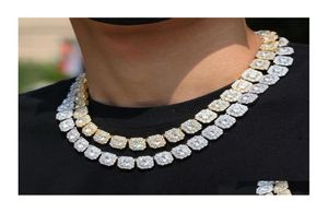 Kedjor Mens Iced Out 12mm Square Diamond Necklace Hip Hop Bling Women Trendy Miami Cuban Curb Link Chain Armband Hipster Punk Dro8704856