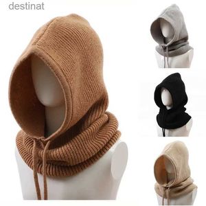 Eşarp Unisex Balaclava Kapı Sıcak Yüzük Ayarlanabilir Elastik Eşarp Beanie Şapkası Erkekler Rüzgar Yalıplı Kapşonlu Boyun Yakası Örme Şapka Bonnetl231104