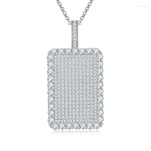 Catene P3-0077 Lefei Moda Trendy Luxury Classic Moissanite Collane con rettangolo pieno di diamanti per le donne S925 Regalo gioielli in argento