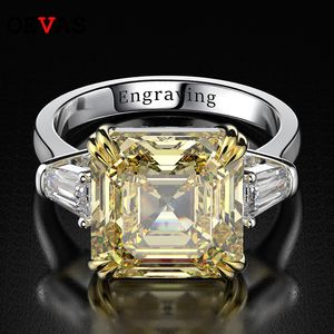 Wedding Rings OEVAS 100% 925 Sterling Silver Generated Molonite Lemon Gem Wedding Engagement Ring Exquisite Jewelry Gift Wholesale 230403