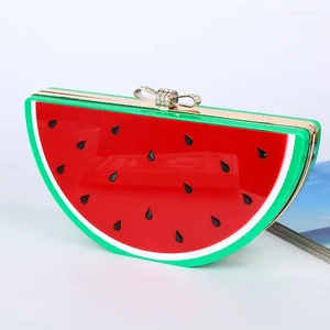 Evening Bags Acrylic Hard-Surface Clutch Bag Over Shoulder Chain Party Clutches Purse Fruit Pattern Cute Girl Crossbody