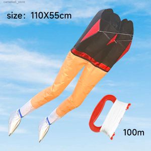 Kite Accessories 1.1M Funny Soft Kite Long Legged Inflatable Nylon Kites Flying Kit for Kids Easy To Fly Tear Resistant Outdoor Parent Child Game Q231104