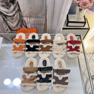 Wool slippers sandal new women oran slippers fashion designer autumn winter flat bottom high quality wool warm woolen slippers