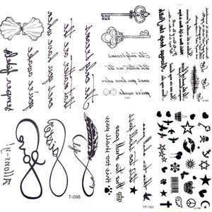 5 PC Tattoos temporários 25 Desgel Cool Infinity Carta infinita WaterTransfer Tattoo Women Party Tatoo Body Born Hand Hand Key Tattoo Sticker Men Leg Z0403