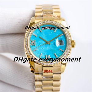 Turquoise Watch EW Factory Made Automatic Mechanical Men's Watches 36mm 904L cal.3255 Movement Sapphire Glow Stainless Steel Diamond Inlaid Waterproof Wristwatch