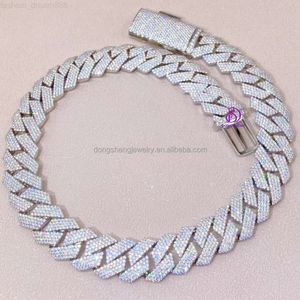 Vendas diretas da fábrica de alta qualidade hip hop corrente cubana 18mm 20mm prata 925 jóias vvs moissanite diamante colar para homens