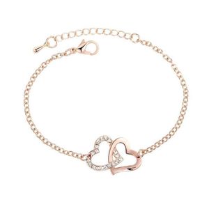 Anhänger Halsketten Neue Rose Gold Doppel Herz Kristall Legierung Armband Drop Lieferung Schmuck Halsketten Anhänger Dhsqb