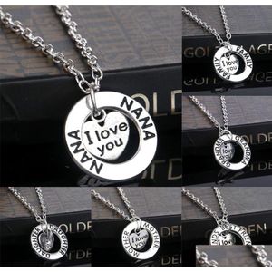 Pendant Necklaces 300Pcs Family Member I Love You Grandma Cheer Mom Best Friend Nana Mother Heart Pendant Necklace Necklaces For Women Dhe47