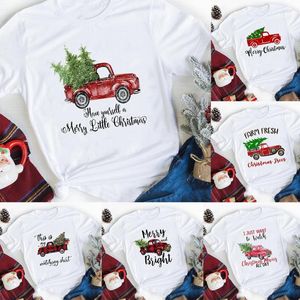 Magliette da donna Merry Christmas Plaid Tree T-shirt stampata Graphic Women Top Tshirt Female Kawaii Tee Ladies Harajuku