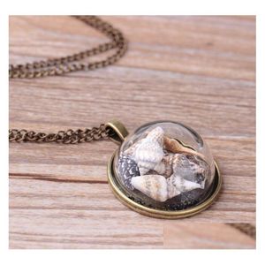 Pendant Necklaces New Fashion Beach Wind Shell Conch Star Pendant Necklace Glass Moonlight Gemstone Ocean Element For Women Jewelry Dr Dhzj7