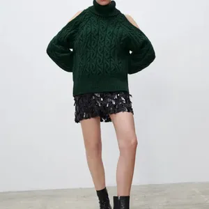 Kadın Sweaters Xikom 2023 Bahar Kadın Belvelek Sweater Boş Yeşil Uzun Kollu Üst Sokak Giyim Örme